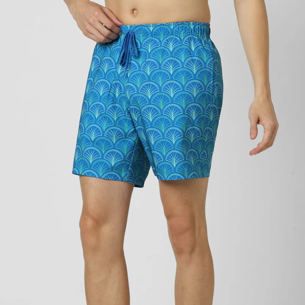 Printed Swim-Blue