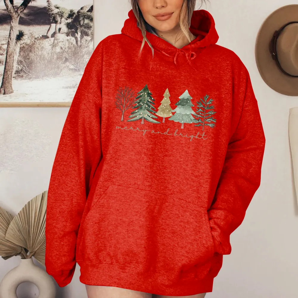 Women's Christmas Tree Print Hoodie