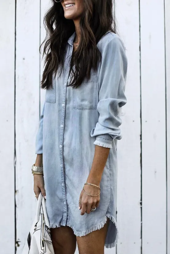 Washed Denim Shirt Dress