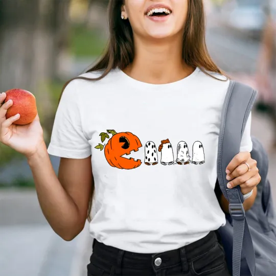 Pumpkin Ghost Pacman T-Shirt