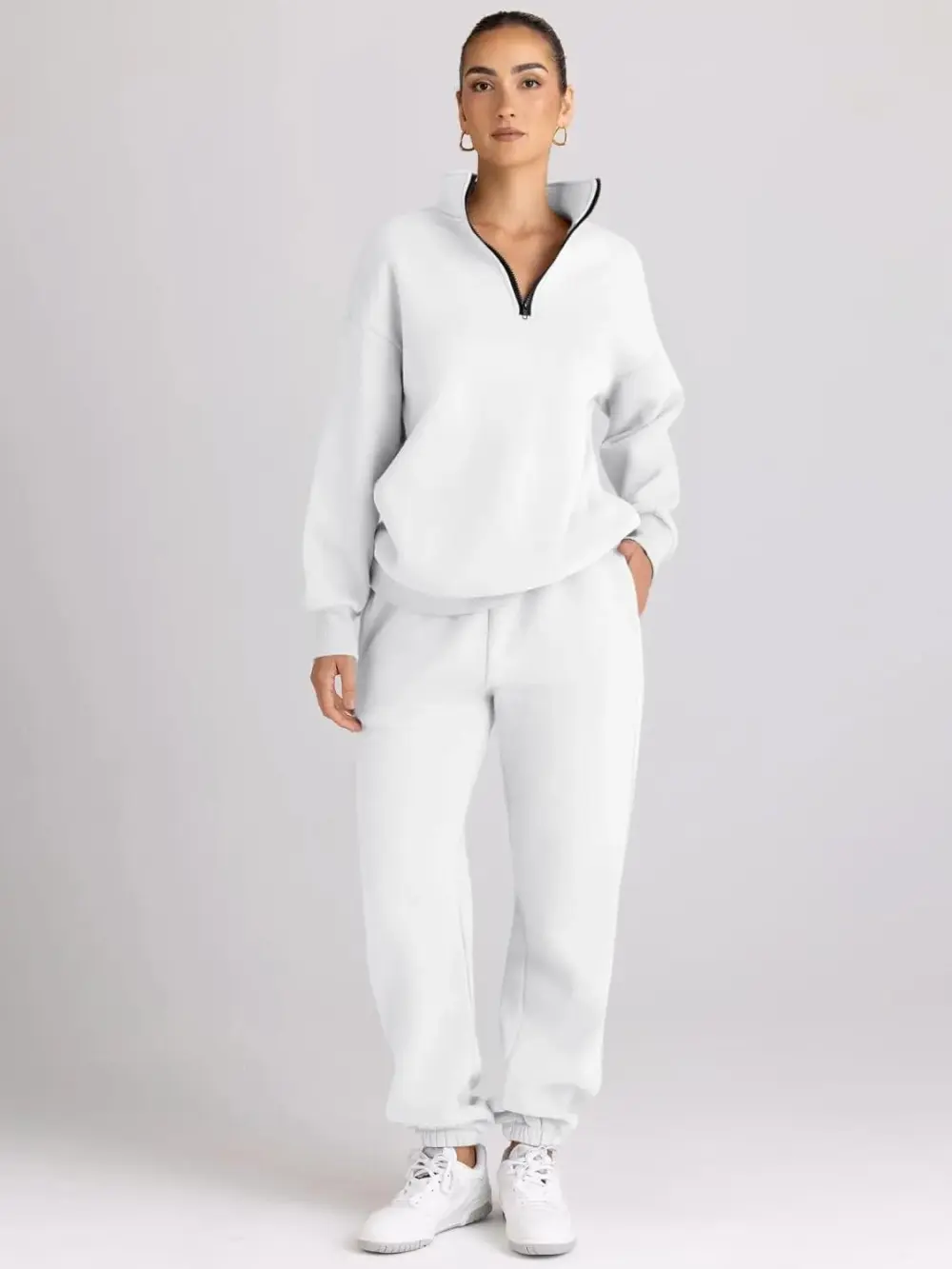 2 Piece Sweatsuits Long Sleeve Half Zip Pullover and Baggy Sweatpants