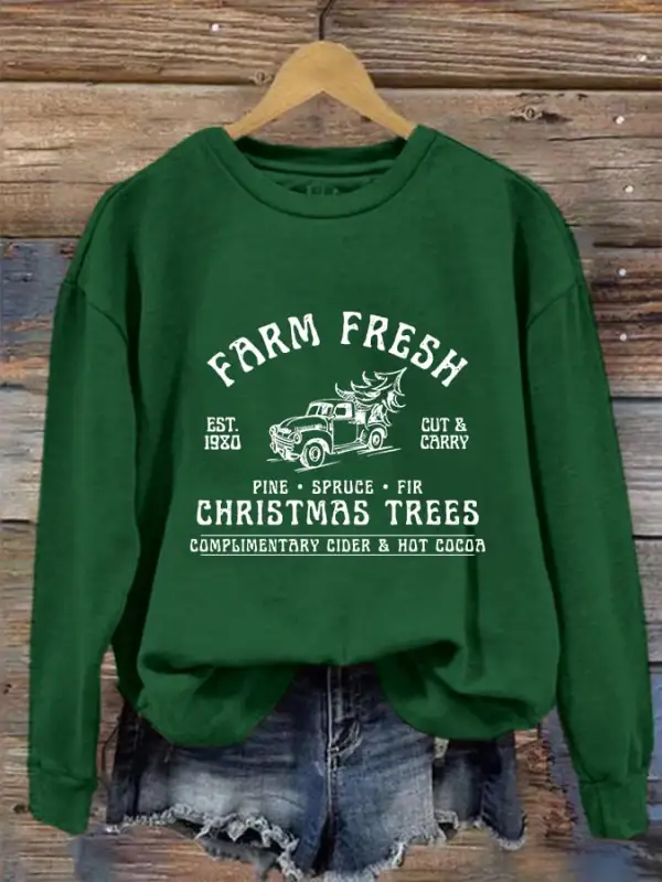 Women's Farm Fresh Christmas Trees Sweatshirt