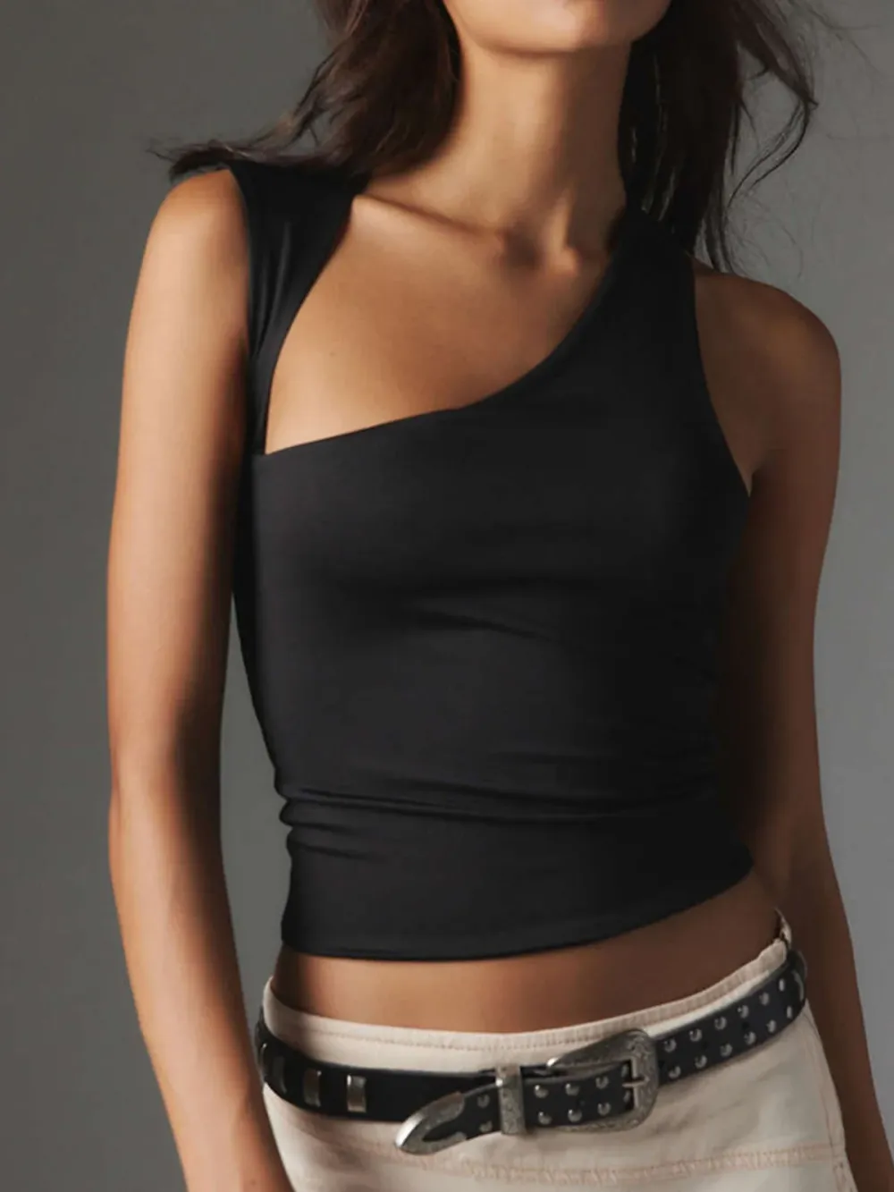 Asymmetric Neck Cut Out Tank Top