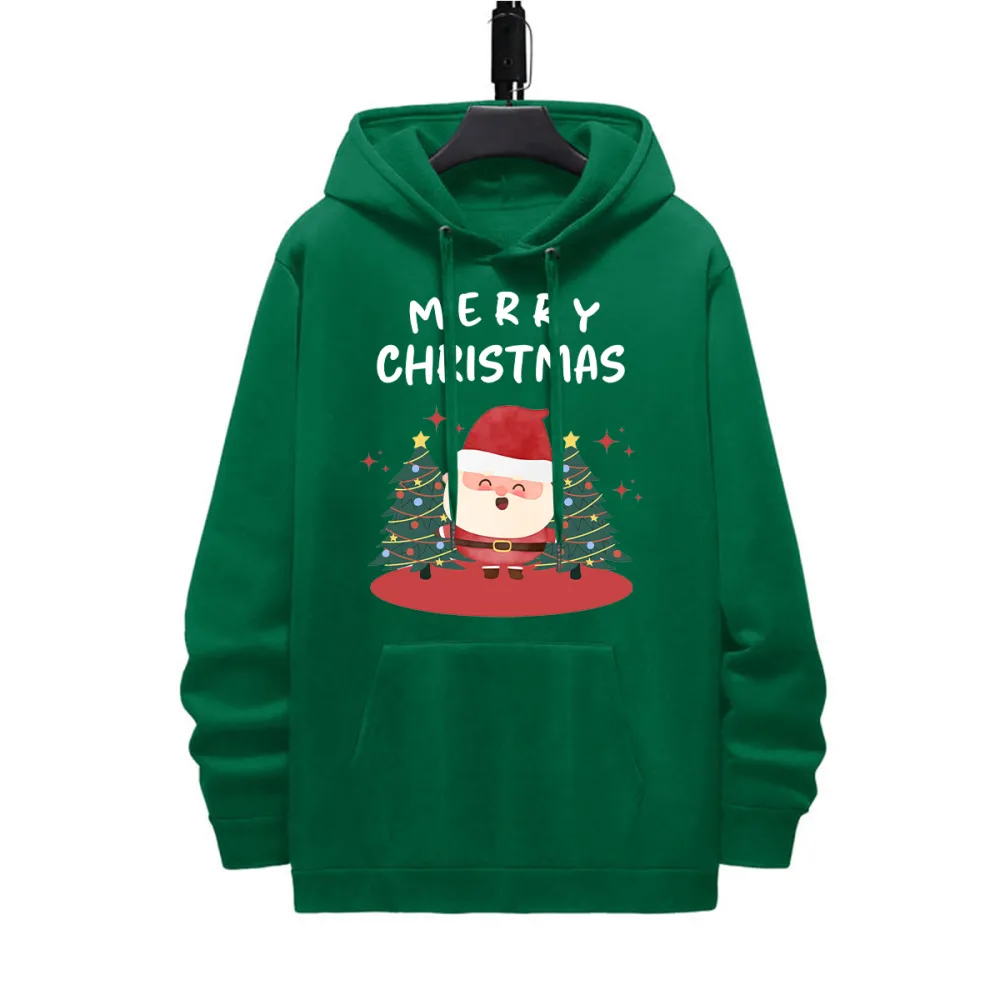 MERRY CHRISTMAS SANTA PATTERN PRINTED HOODIE