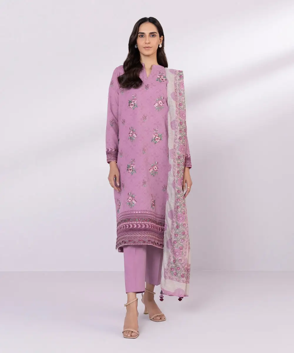 3 Piece - Embroidered Jacquard Suit