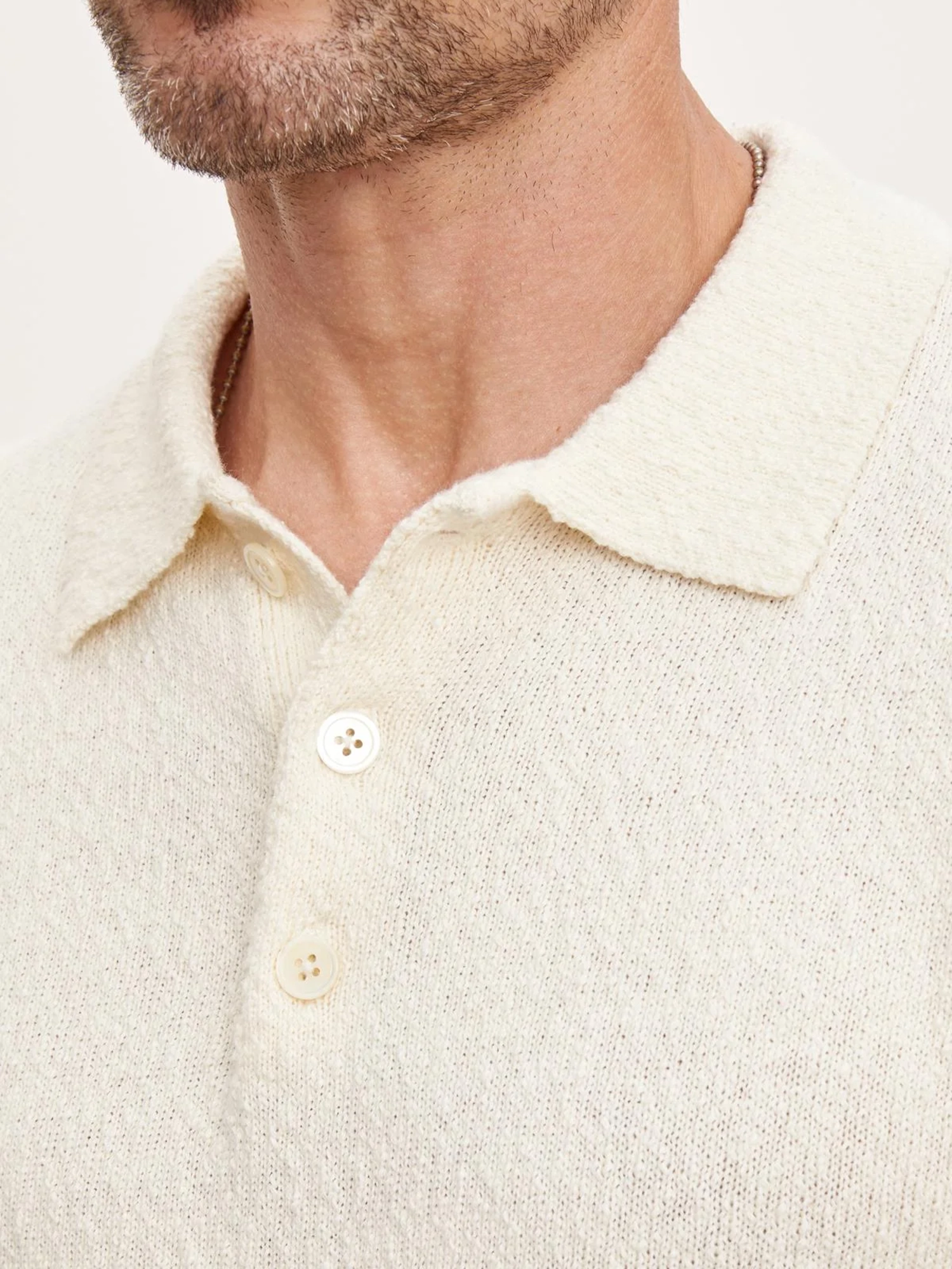 Lapel Neck Texture Polo Shirt