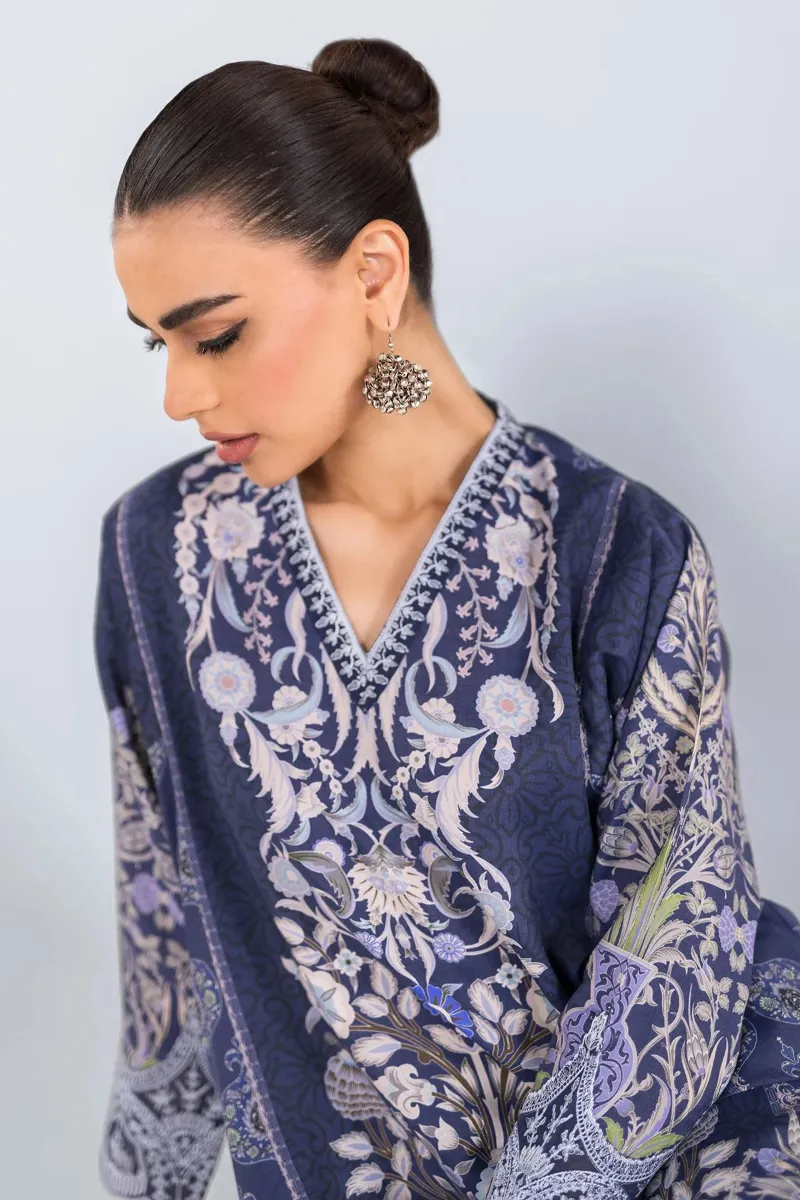 2 Piece Kurta | Embroidered & Pants Dark blue