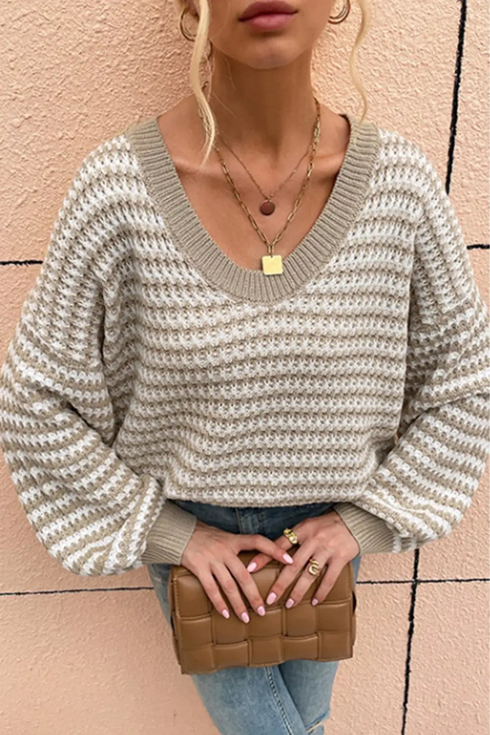 V-Neck Striped Sweater