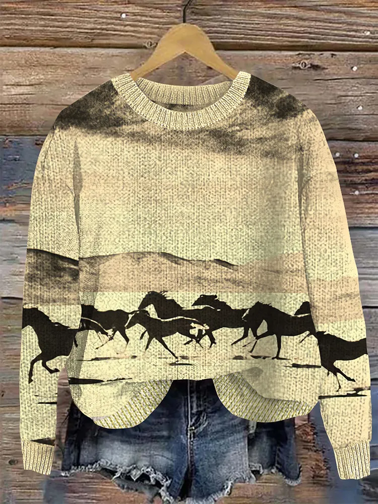 Desert Horse Pattern Women'S Sweater