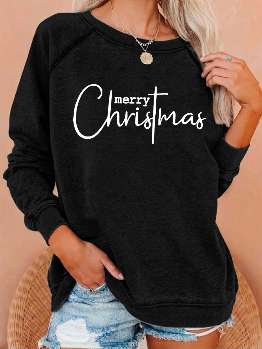 Women's Merry Christmas Print Casual Sweatshirt