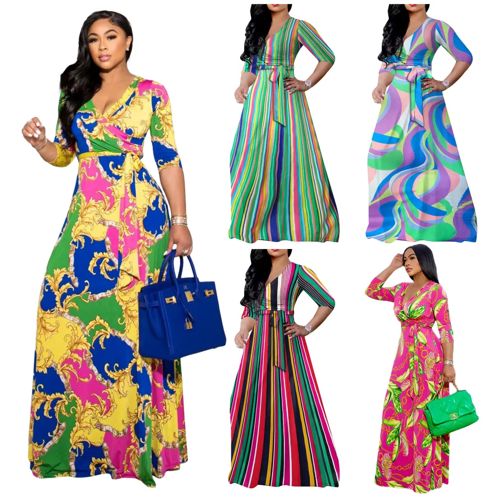 Women Summer Elegant Printed Maxi Dress