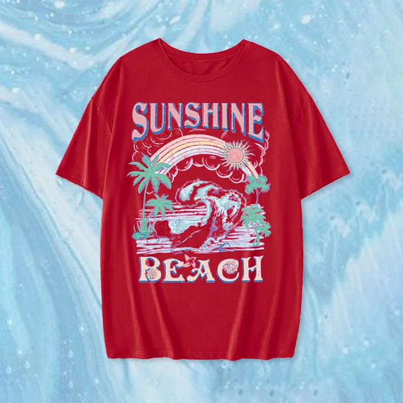 Women's Sunshine Beach Pattern Printed Tee