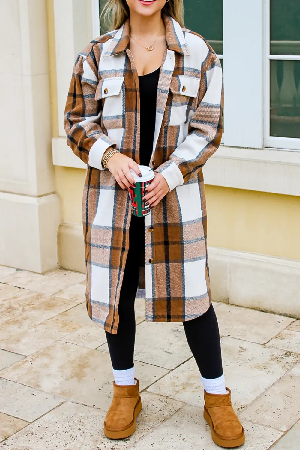 Long plaid coat