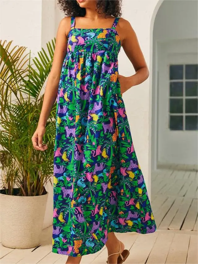 Casual Floral Party Dress With Pockets