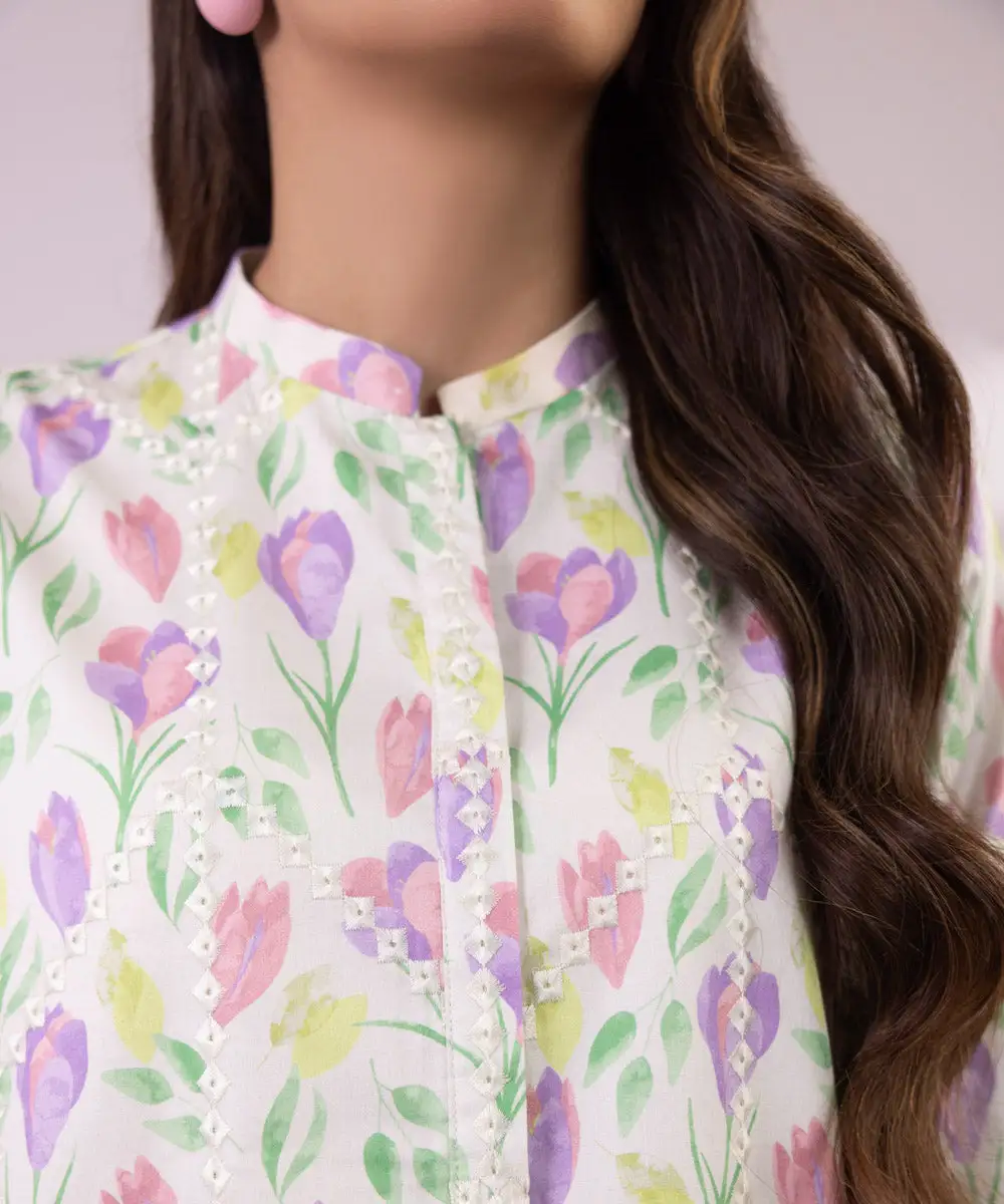 Embroidered Cotton Satin Shirt