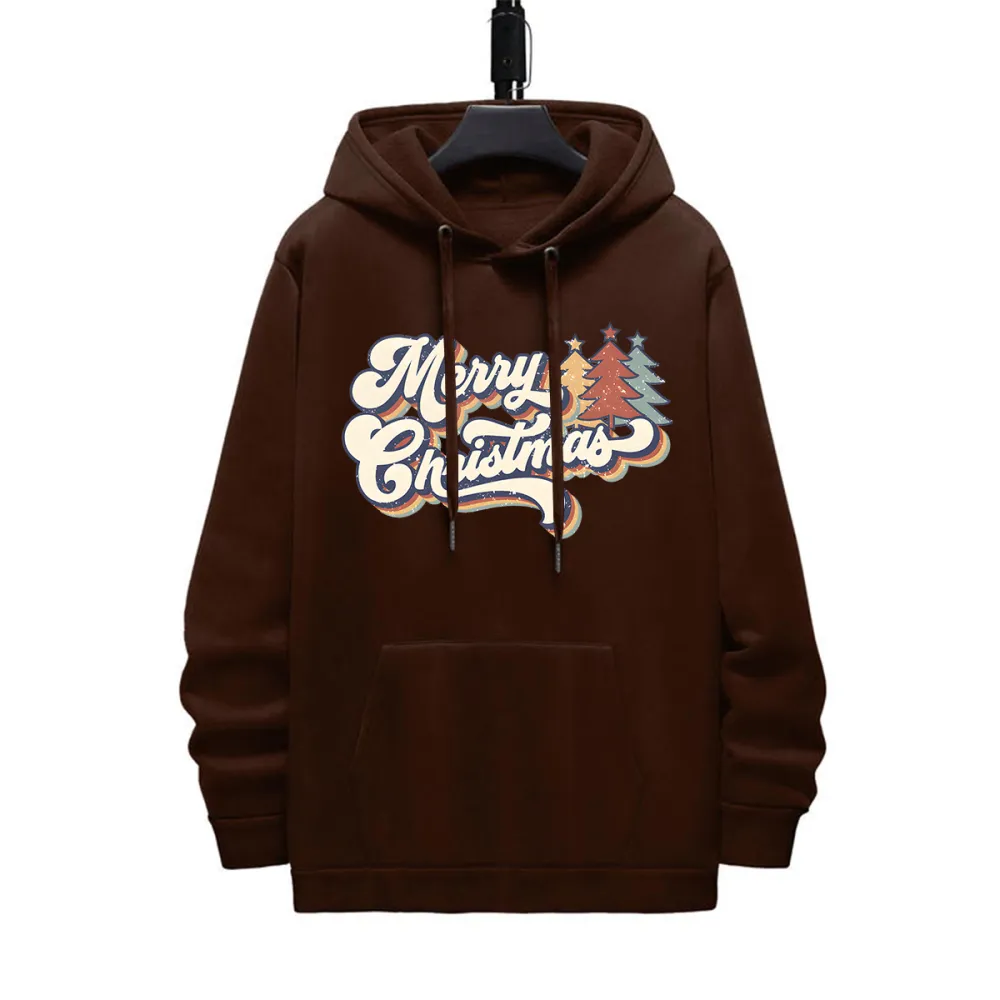 MERRY CHRISTMAS PATTERN PRINTED HOODIE