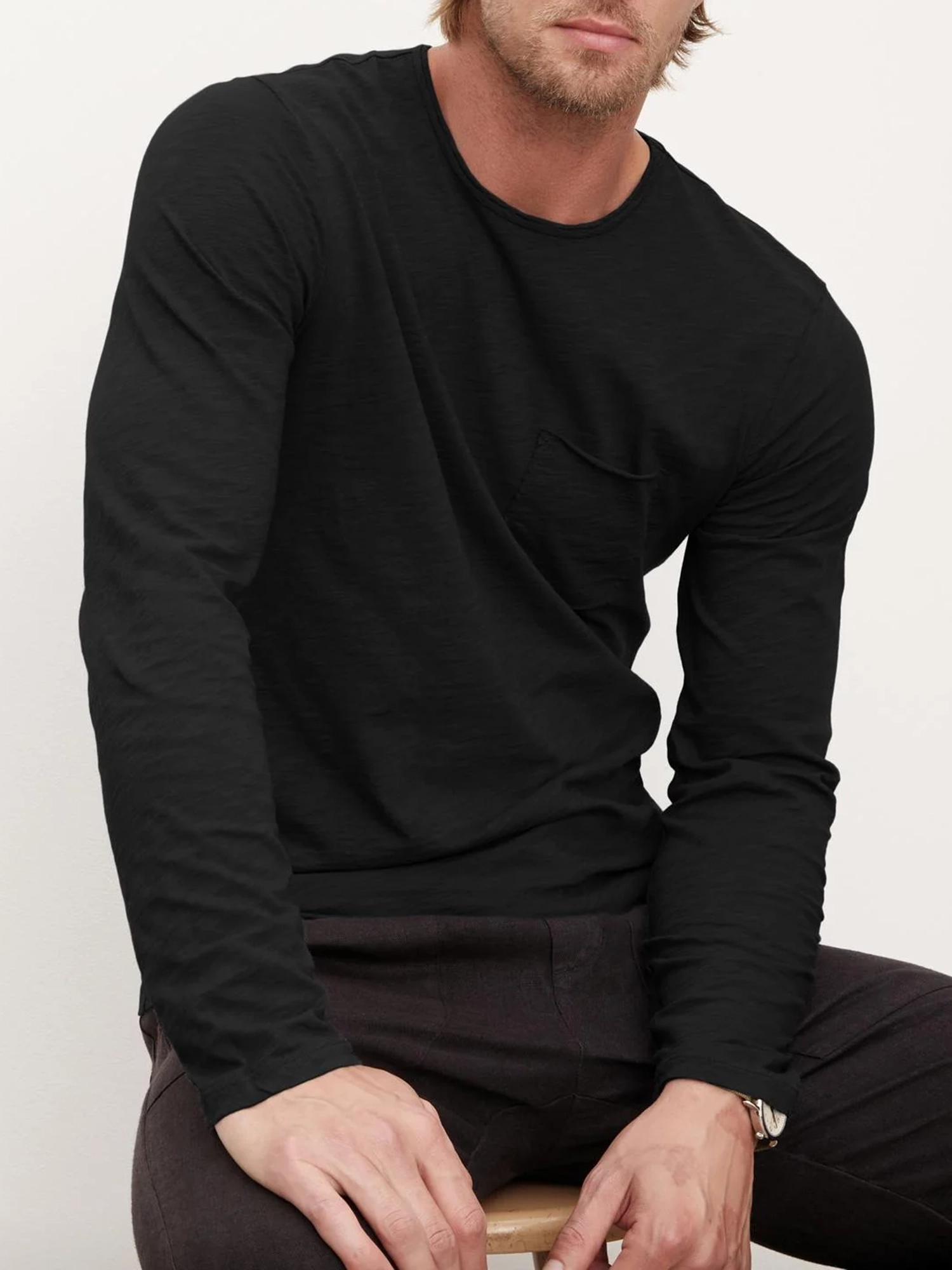 Men'S Fashion Cotton Round Neck Long Sleeve T-Shirt