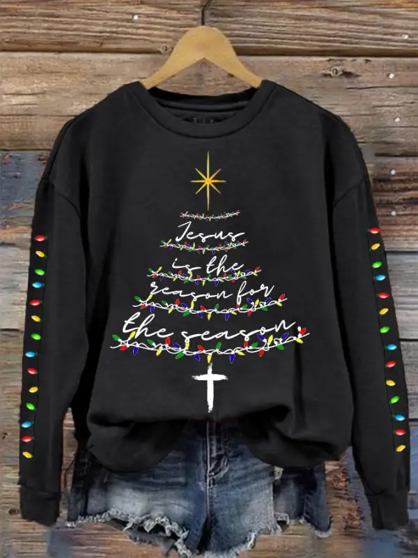 Women's Jesus Is The Reason For The Season Print Crewneck Sweatshirt