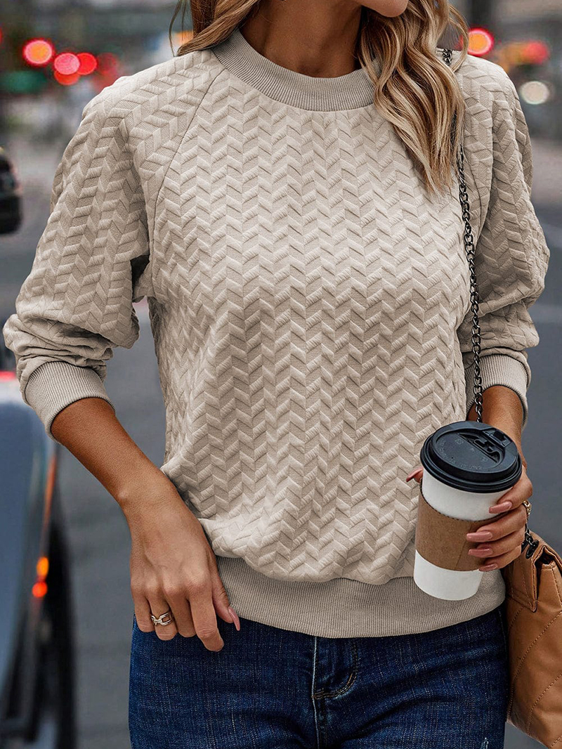 Light Khaki Elegant Casual Long Sleeve Knitted Tops Sweatshirts