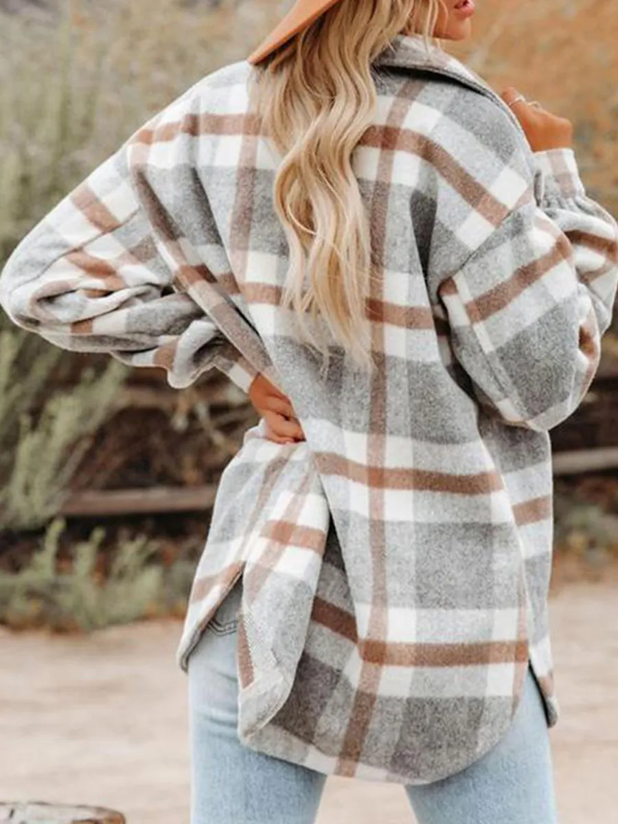 Women's Casual Elegant Plaid Jacket Coat