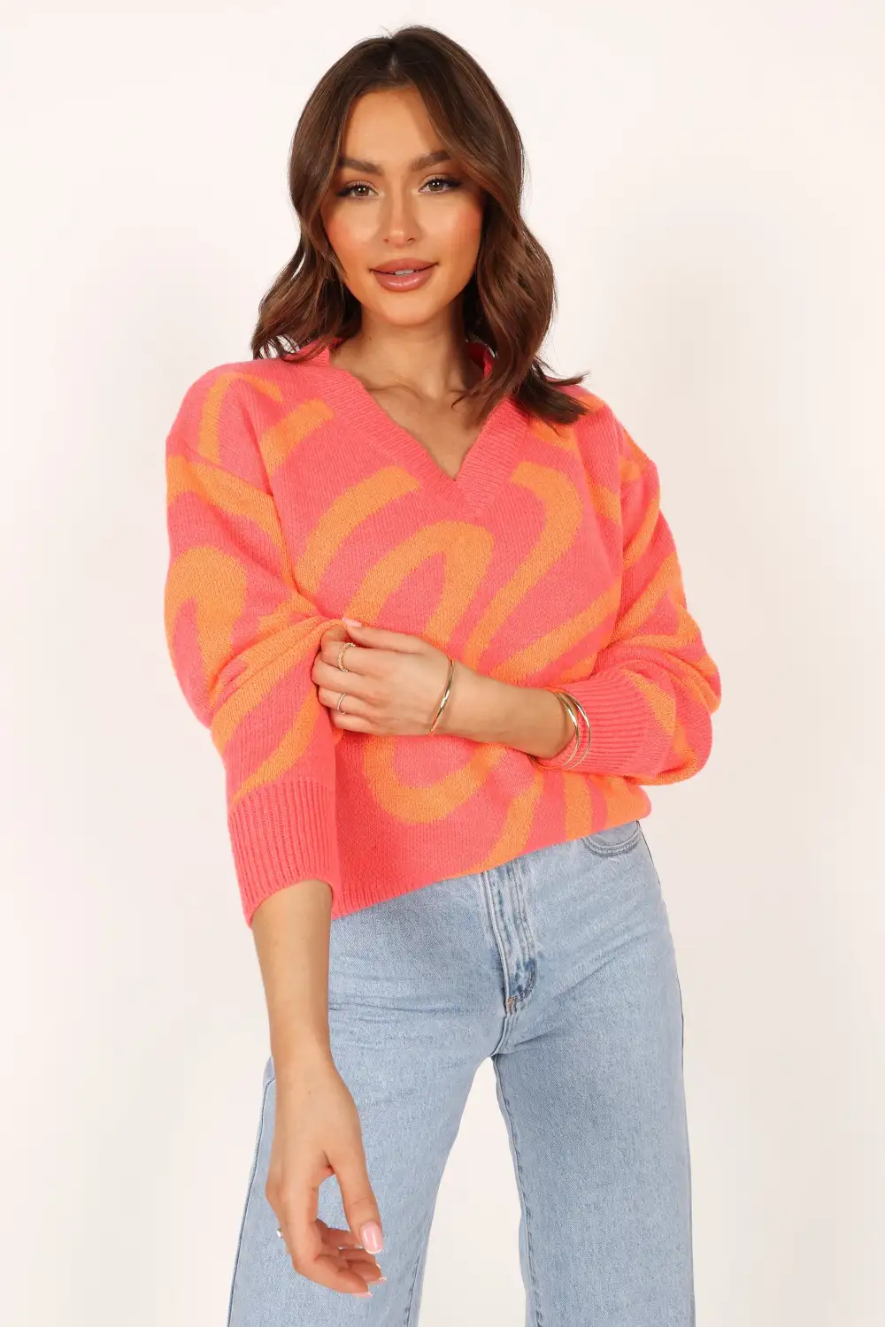 Rosalee Pattern Knit Sweater - Pink