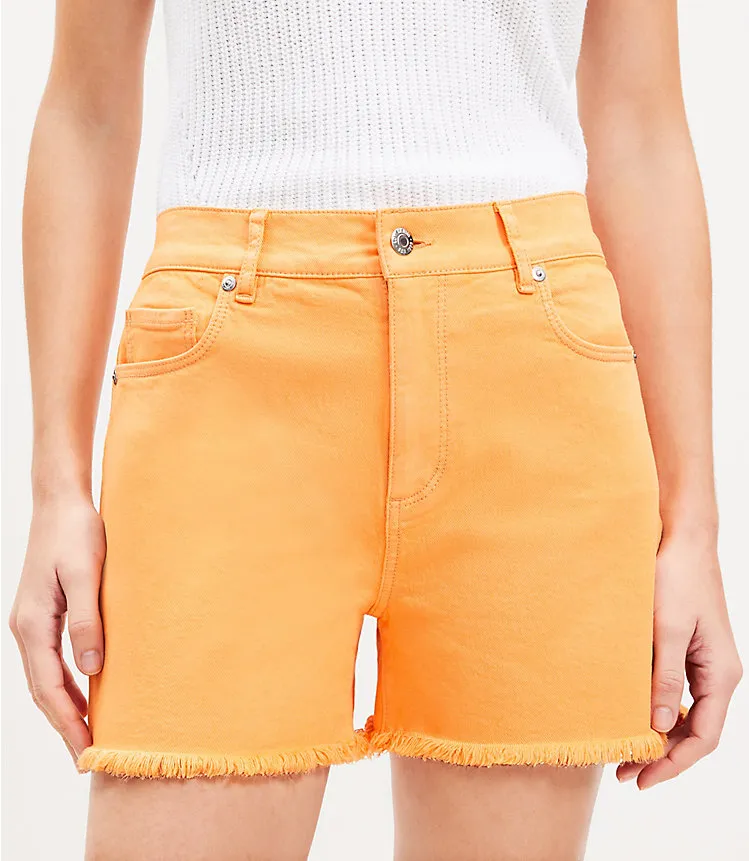 Denim Cut Off Shorts in Orange Creamsicle