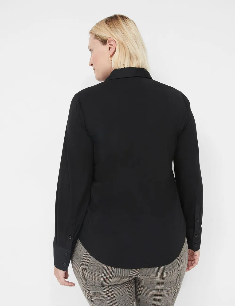 Collared Zip-Front Woven & Knit Top