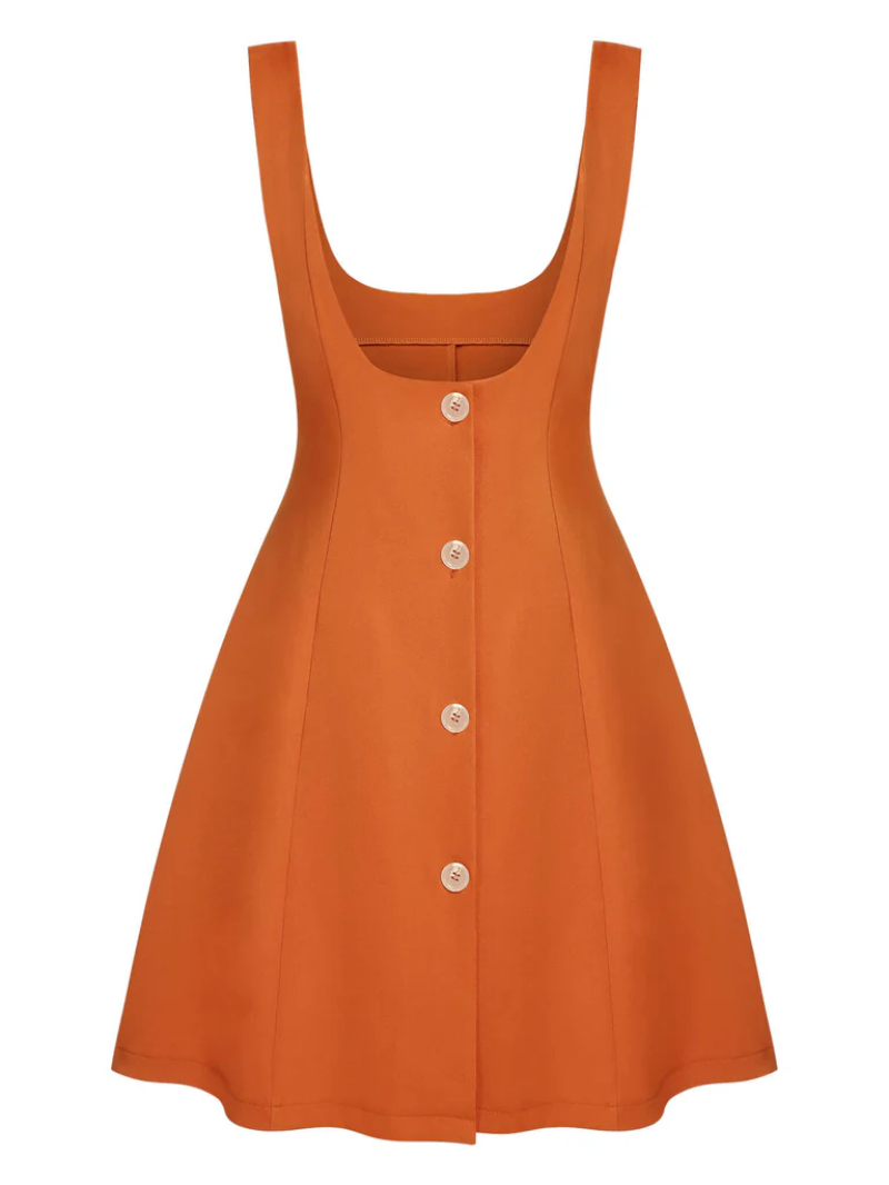 ORANGE 1960S BUTTON A-LINE SUSPENDER SKIRT