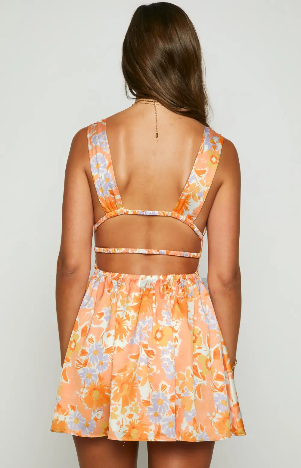 Genovia Orange Floral Mini Dress