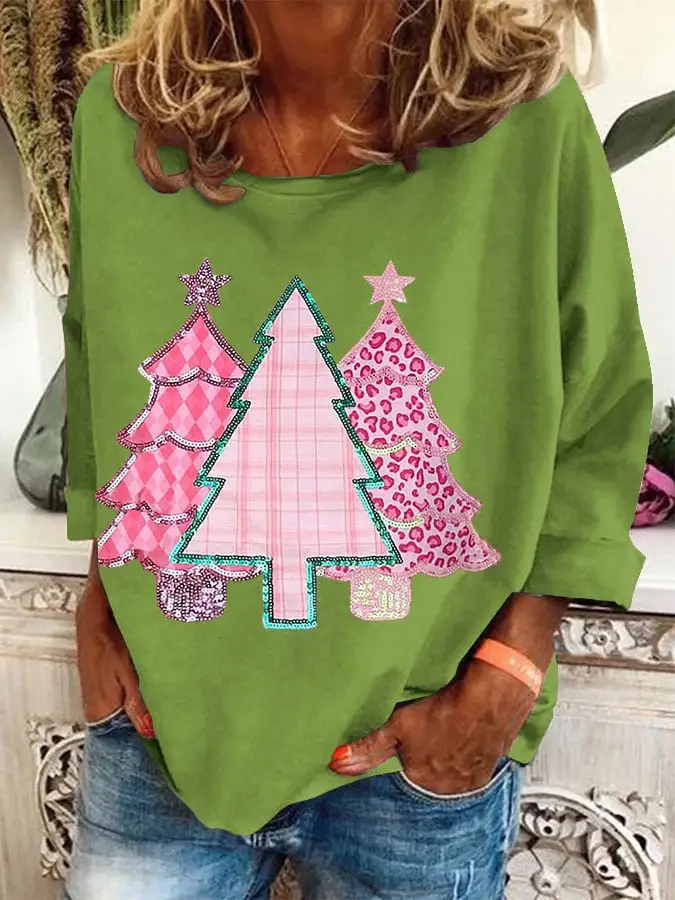 Women's Christmas Tree Print Sweatshirt