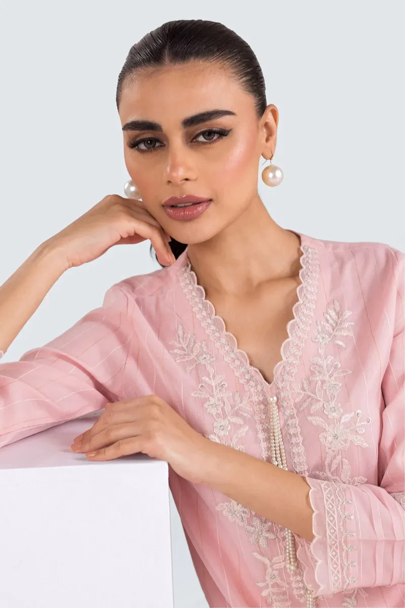 2 Piece Kurta | Embroidered & Pants | Pink