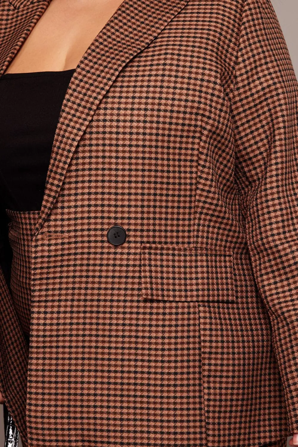 Brown Check Oversized Blazer