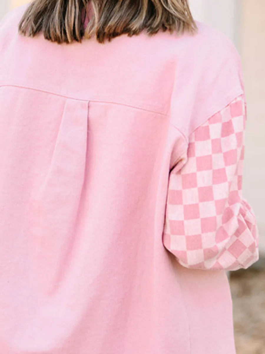 Pink Checkered Shacket