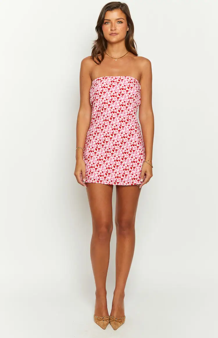 Ellie Pink And Red Speckled Mini Dress