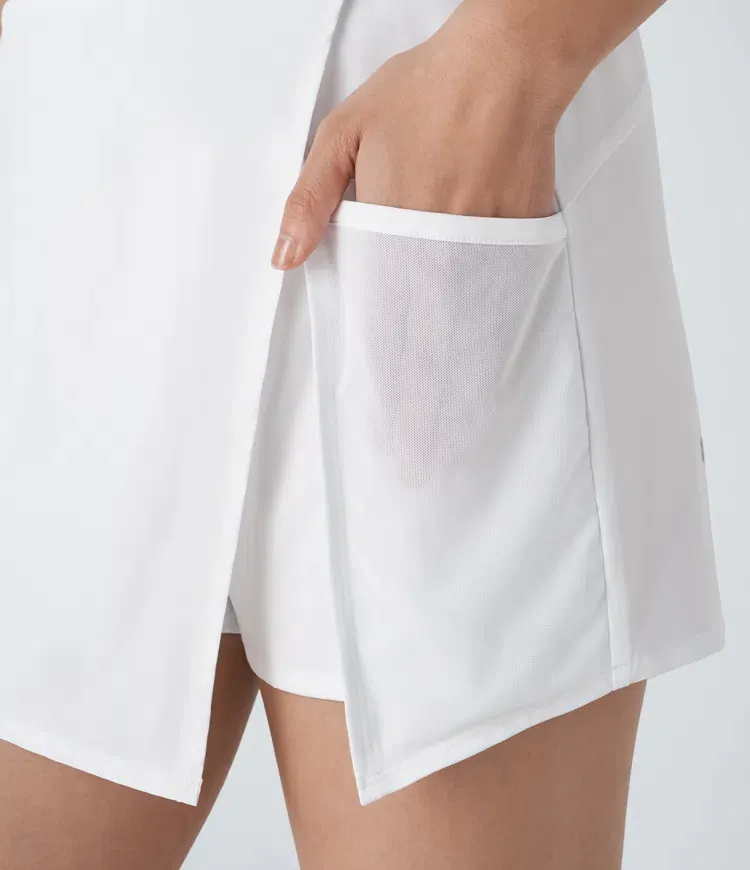 High Waisted Split Contrast Mesh Pocket Mini A Line Quick Dry Tennis Skorts