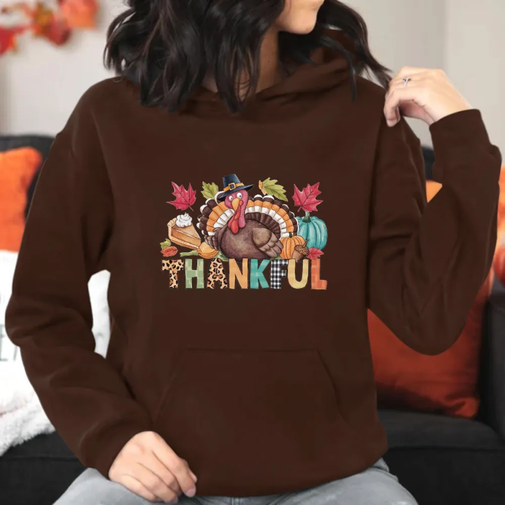 Thankful Turkey Printed Hoodie