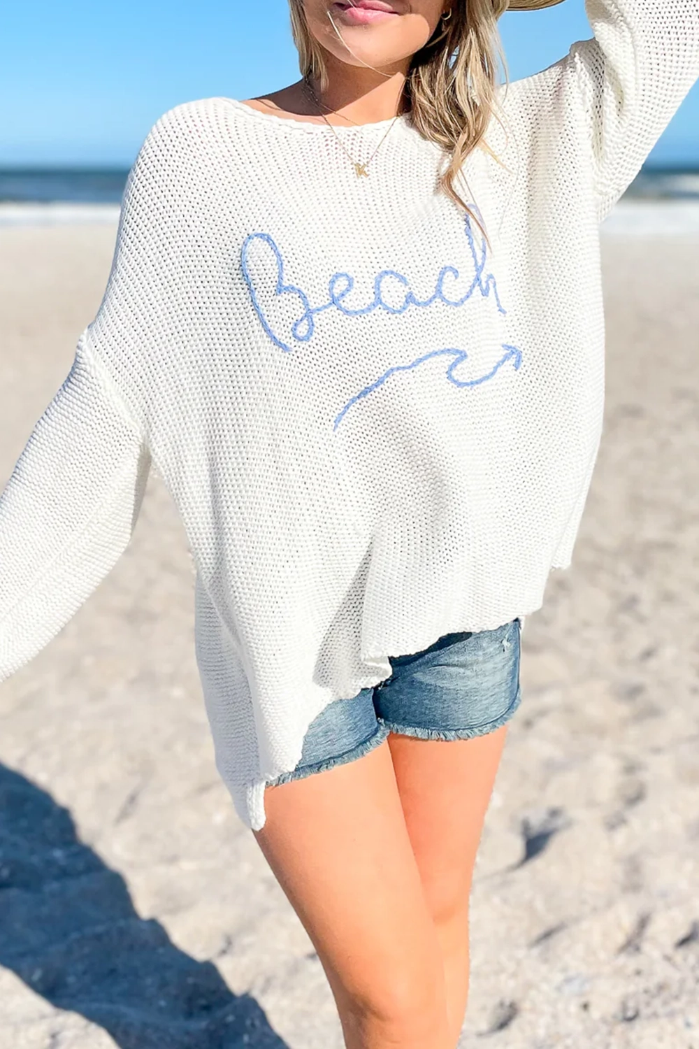 White Beach Loose-Fit Cardigan