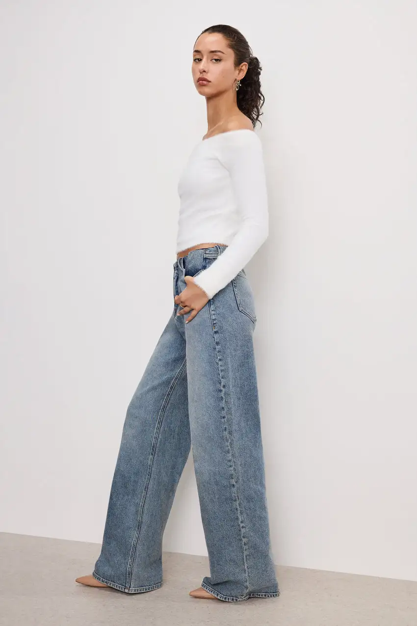 WIDE LEG PULL-ON JEANS