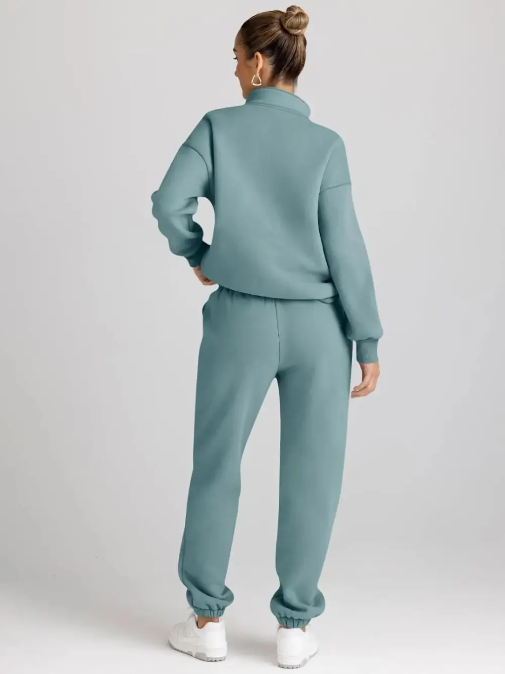 2 Piece Sweatsuits Long Sleeve Half Zip Pullover and Baggy Sweatpants