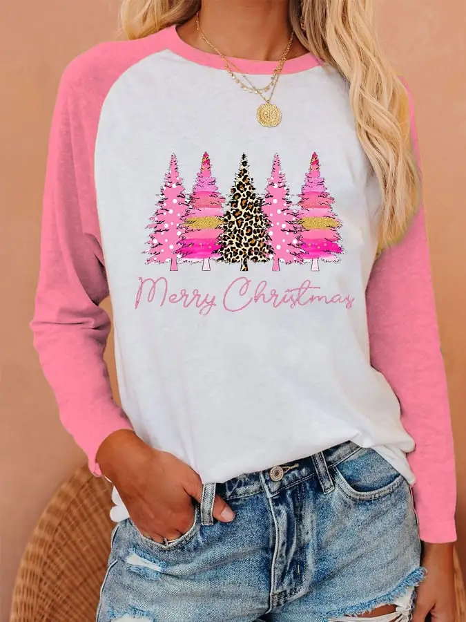 Women's Merry   Print Casual Long-Sleeve T-Shirt