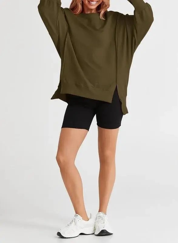 Oversized Reverse Seam Sweatshirt Long Sleeve Crewneck Pullover