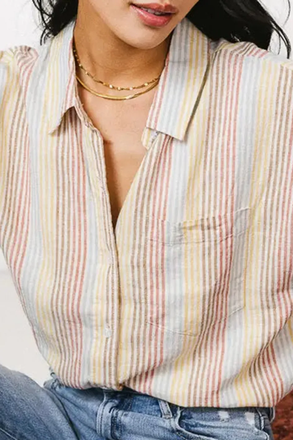 IMOGEN STRIPED BUTTON UP