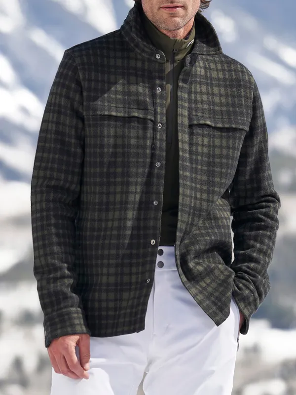 Men's Casual Oversized Plaid Coat Jacket