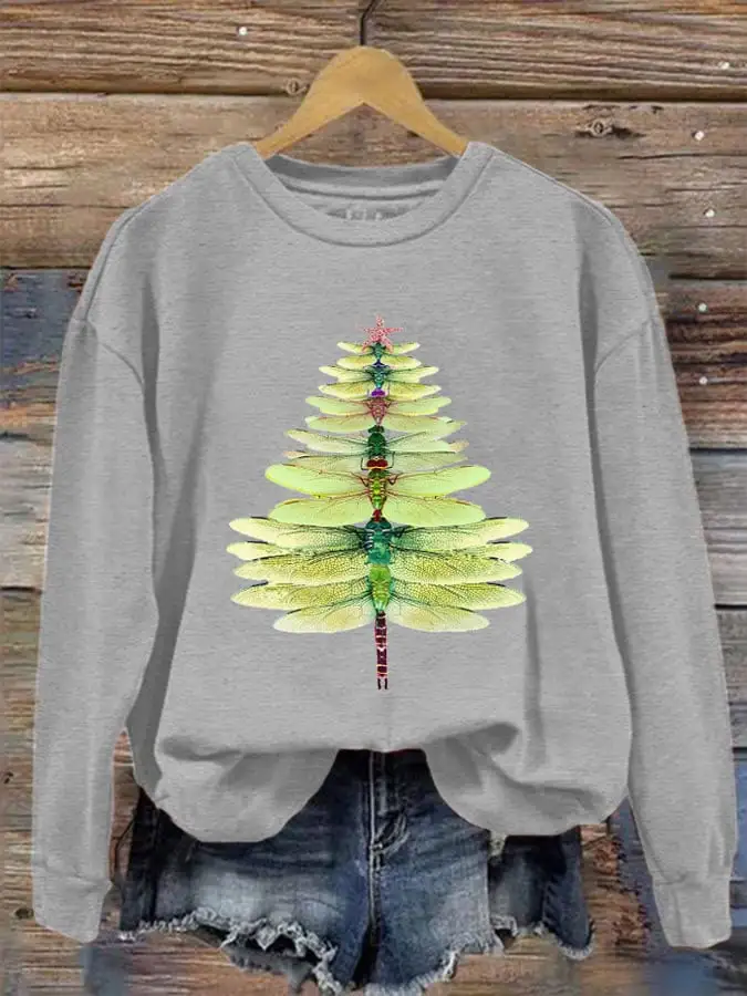 Women's Christmas Dragonfly Tree Sweatshirt