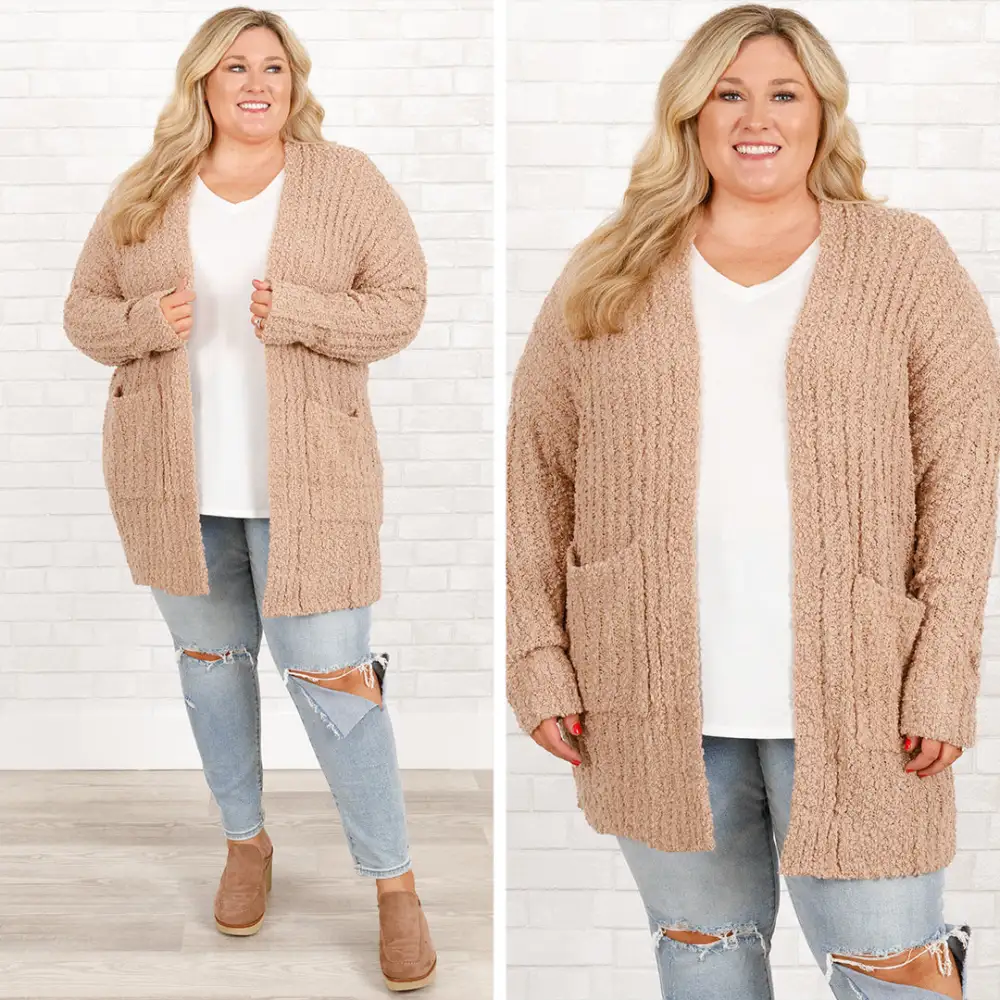 Snowed In Cardigan, Taupe