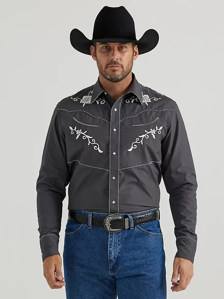 WRANGLER® RODEO BEN WESTERN SNAP SHIRT IN FLORAL TAN