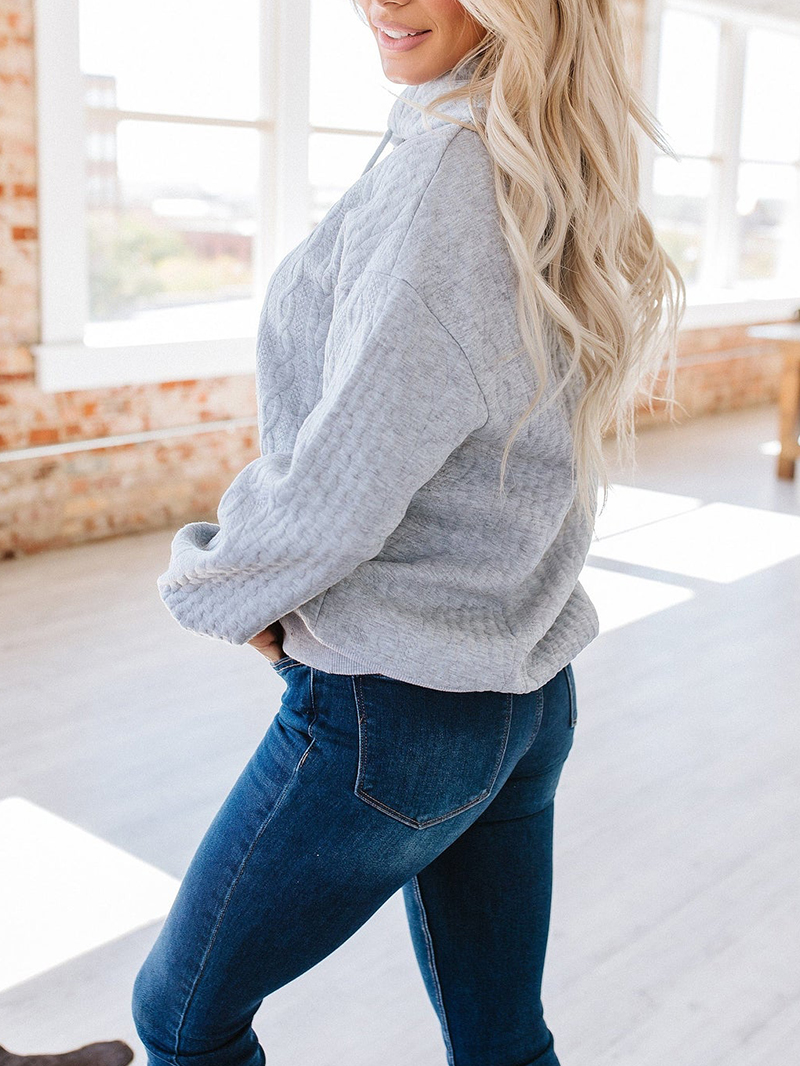 Grey Casual Long Sleeve Knitted Tops Sweatshirts