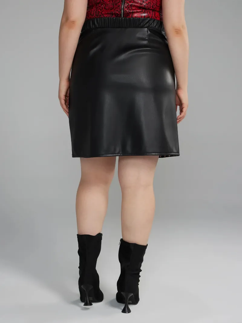 Studded Faux Leather Mini Skirt