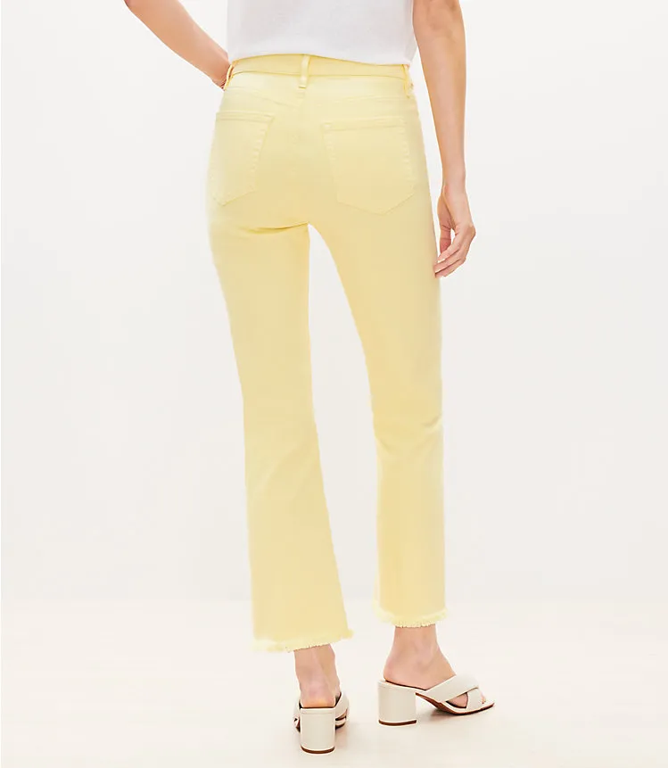 Frayed High Rise Kick Crop Jeans in Lemon Squeeze