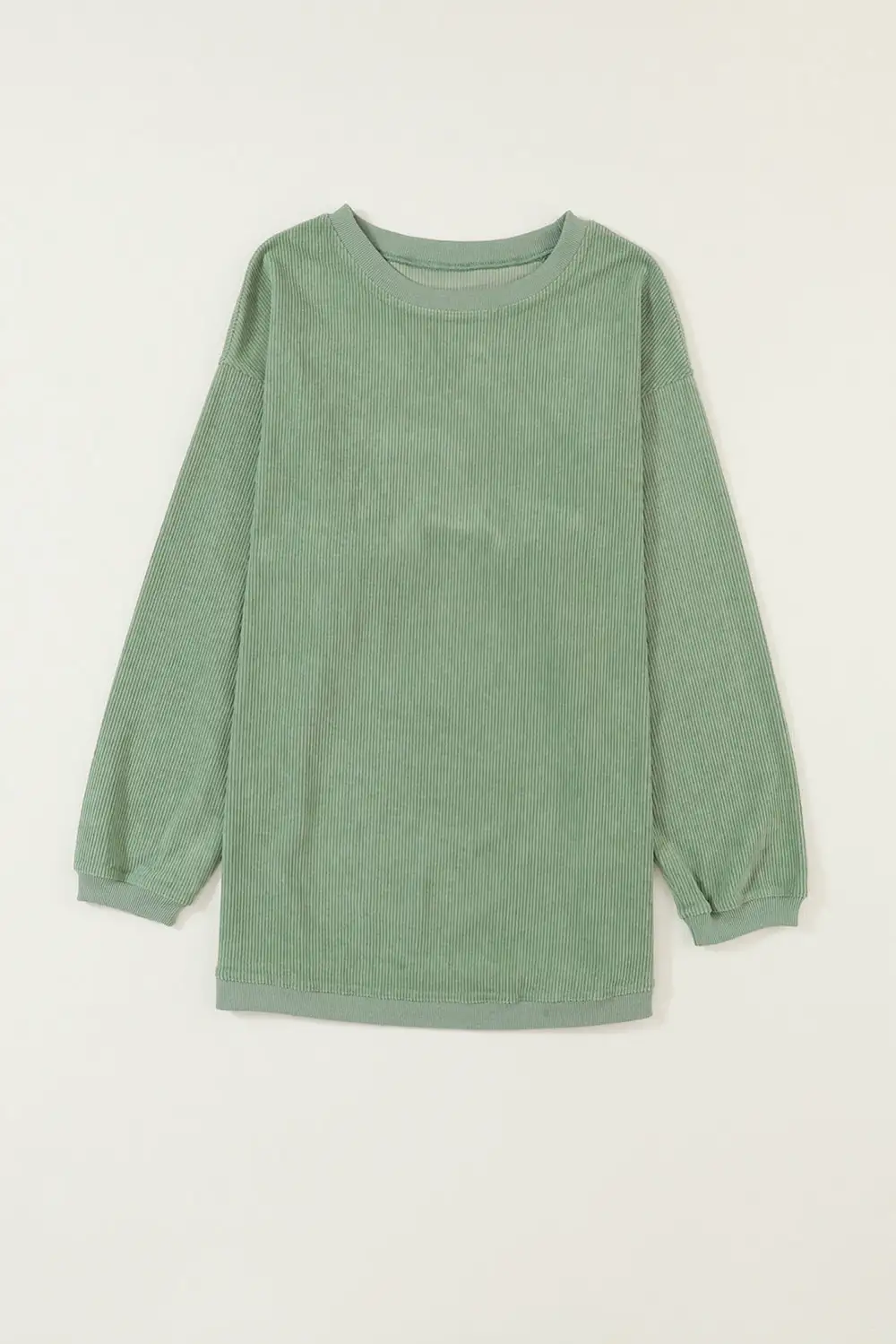 Grass Green Crinkle Rib Drop Shoulder Oversized Sweatshirt